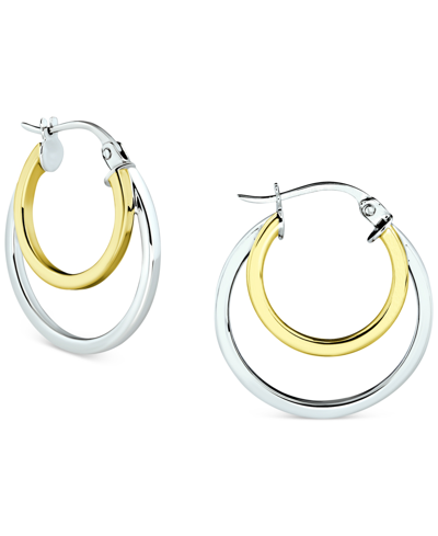 Shop Giani Bernini Double Hoop Earrings In Sterling Silver & 18k Gold-plate, Created For Macy's In Gold Over Silver