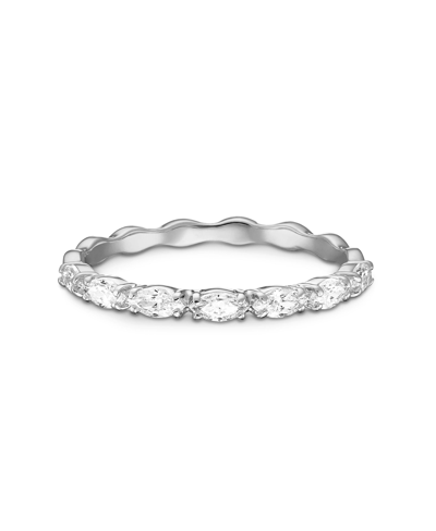 Shop Swarovski Vittore Marquise Cut Rhodium Plated Ring In Silver