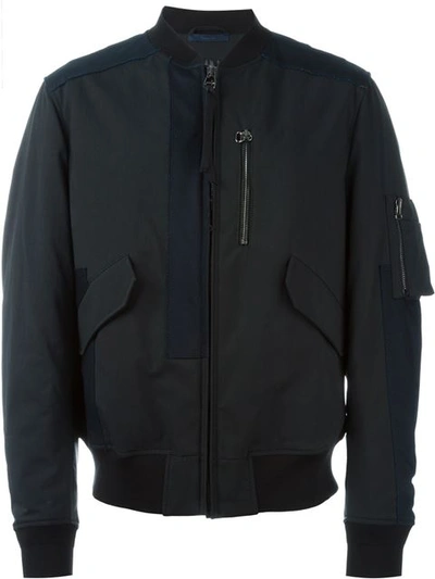 Lanvin Leather-trimmed Cotton-blend Bomber Jacket In Black