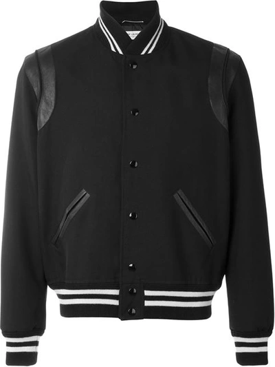 Saint Laurent Gabardine And Leather Teddy Jacket