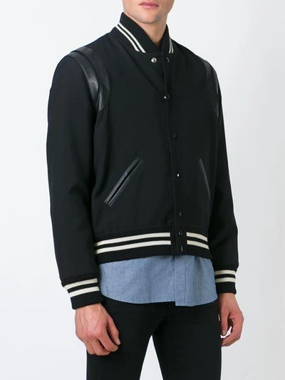 Saint Laurent Gabardine And Leather Teddy Jacket