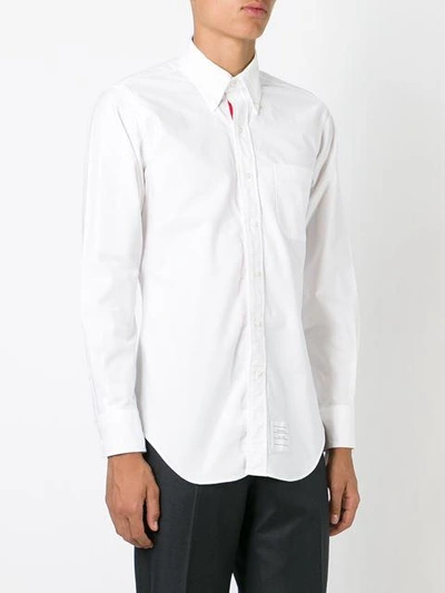 Shop Thom Browne Long Sleeve Shirt With Grosgrain Placket In White Oxford