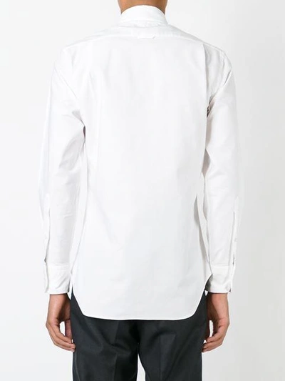 Shop Thom Browne Long Sleeve Shirt With Grosgrain Placket In White Oxford