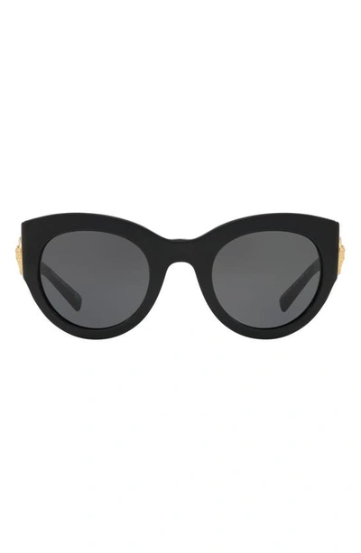 Shop Versace Tribute 51mm Cat Eye Sunglasses In Black Solid