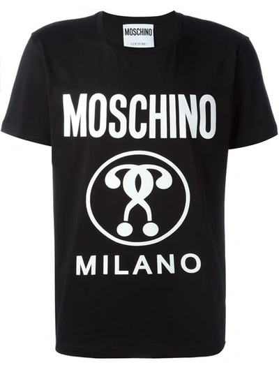 Moschino Double Question Mark Print T-shirt - Black
