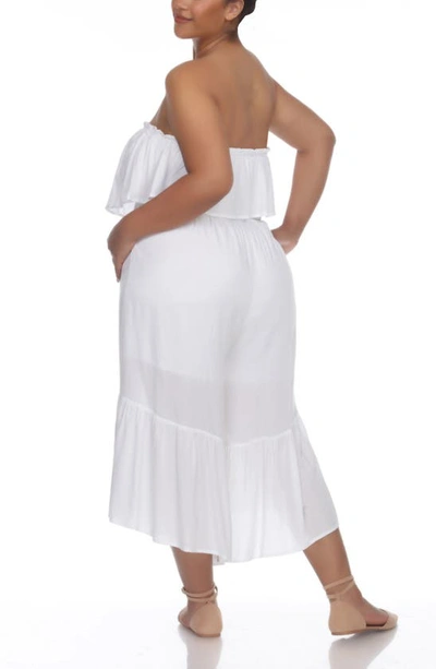 Boho Me Ruffle Popover Strapless Jumpsuit In White