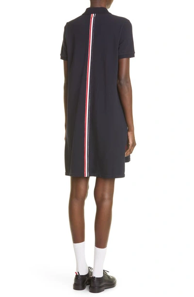 Shop Thom Browne Stripe Piqué Polo Dress In Navy