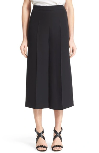 Shop Valentino Wide Leg Silk Crepe Gaucho Pants In Black