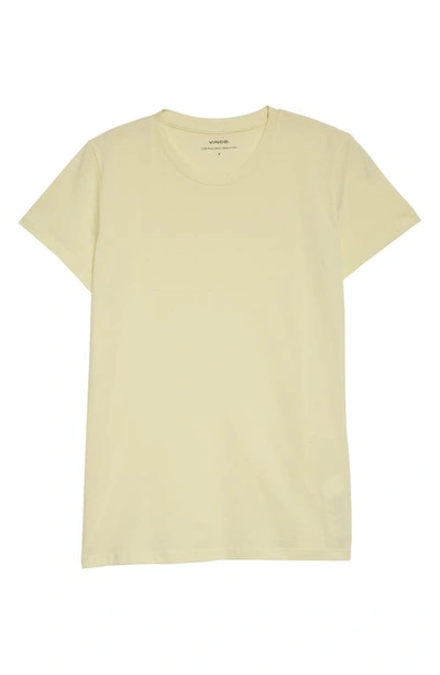 Shop Vince Essential Pima Cotton Crewneck Top In Pale Lemon