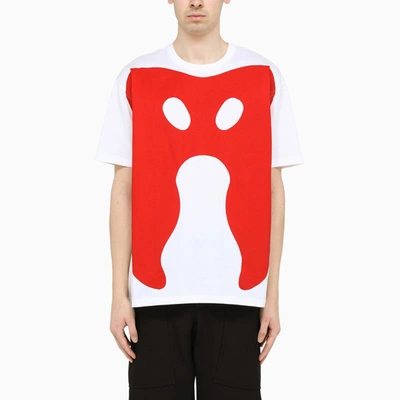 Shop Burberry Red Monster-print T-shirt In White