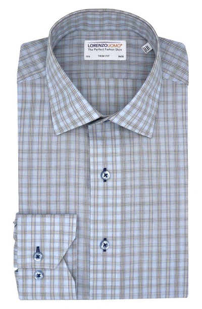 Shop Lorenzo Uomo Trim Fit Long Sleeve Perfect Button Front Dress Shirt In Light Blue/ Tan