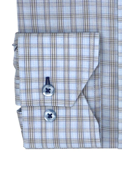 Shop Lorenzo Uomo Trim Fit Long Sleeve Perfect Button Front Dress Shirt In Light Blue/ Tan