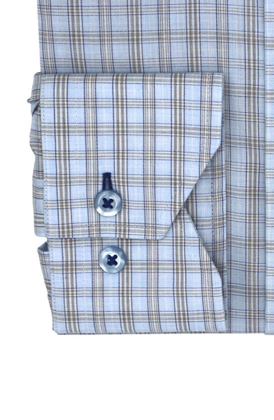 Lorenzo Uomo Trim Fit Long Sleeve Perfect Button Front Dress Shirt In Light Blue/ Tan
