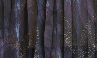 Shop Vince Deco Floral Long Sleeve Pleated Blouse In 480laz-lazuli