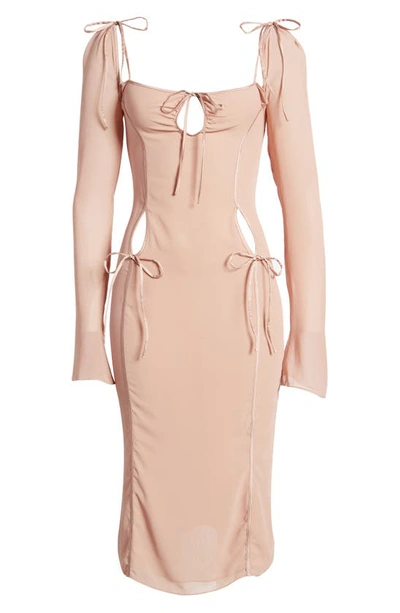 HOUSE OF CB HOUSE OF CB OPHELIA GEORGETTE CUTOUT MIDI DRESS 