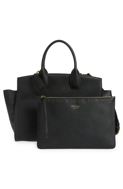 Shop Ferragamo Medium The Studio Soft Leather Top Handle Bag In Nero