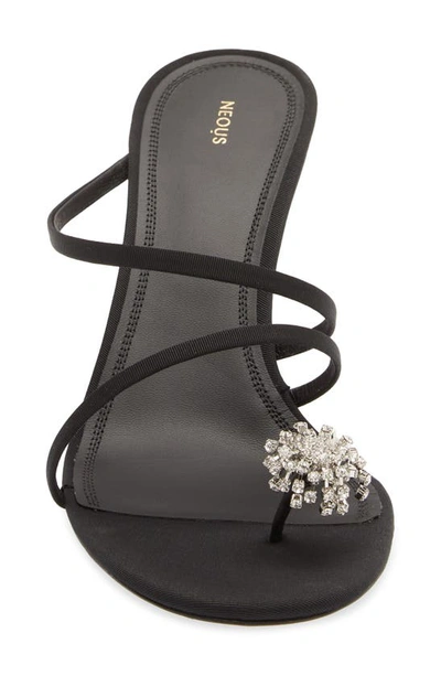 Shop Neous Crystal Embellished Toe Loop Sandal In Black