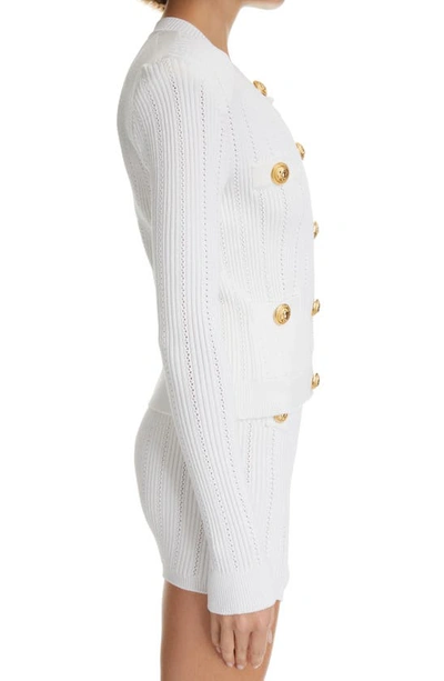 Balmain Short White Fitted Dress With Buttons