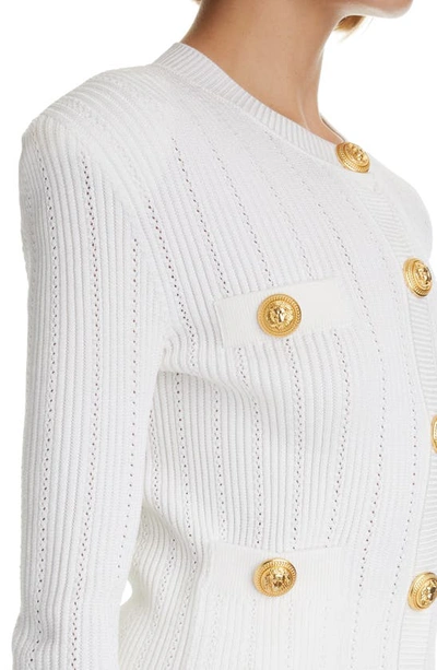 Balmain Short White Fitted Dress With Buttons