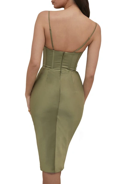 Shop House Of Cb Myrna Satin Corset Dress In Olive