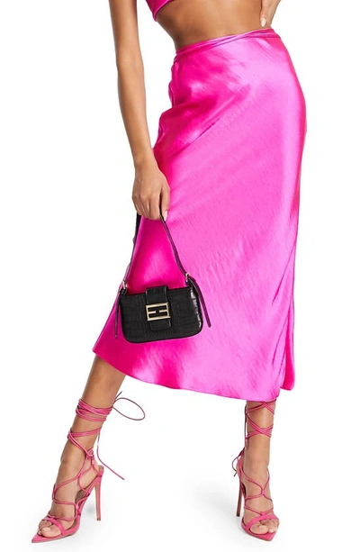 Topshop Satin Tie Waist Midi Skirt In Pink - Part Of A Set | ModeSens