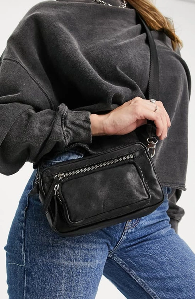 Shop Topshop Leather Crossbody Bag In Black