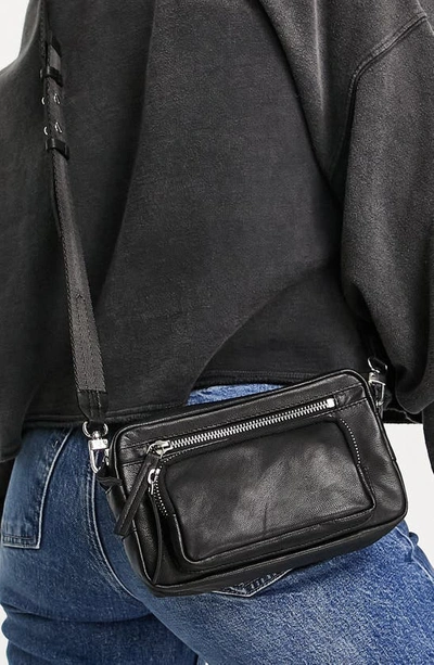 Shop Topshop Leather Crossbody Bag In Black