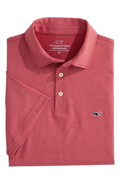 Shop Vineyard Vines St. Jean Stripe Sankaty Performance Polo In Lighthouse Red