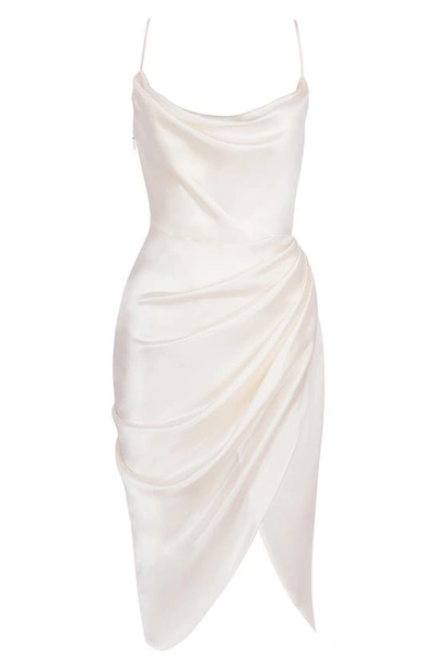 Shop House Of Cb Reva Satin Gathered Corset Dress In Ivory