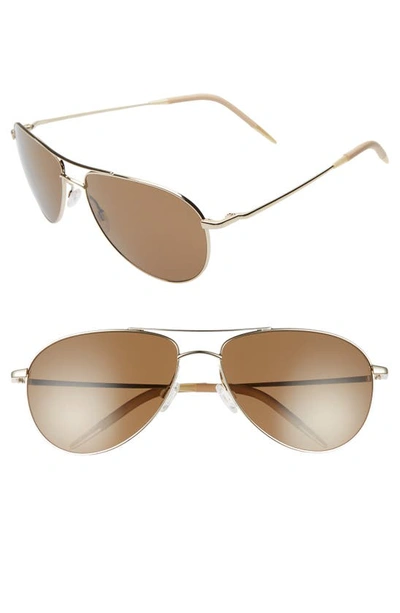 Shop Oliver Peoples Benedict 59mm Polarized Aviator Sunglasses In Soft Gold/ Brown