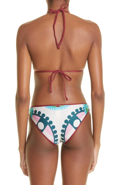 La Doublej Graphic-print Halterneck Bikini Top In Ruote Placee