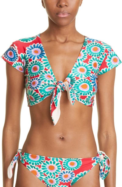 Shop La Doublej Reversible Floral Print Swim Top In Crazy Daisy