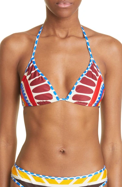 Shop La Doublej Solar Print Triangle Bikini Top In Solar Placee