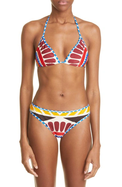 La Doublej Abstract Print Halterneck Bikini Top In Solar Placee