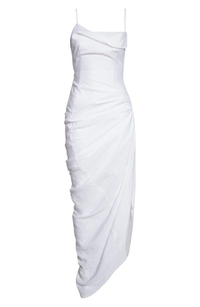 Shop Jacquemus La Robe Saudade Asymmetric Maxi Dress In White