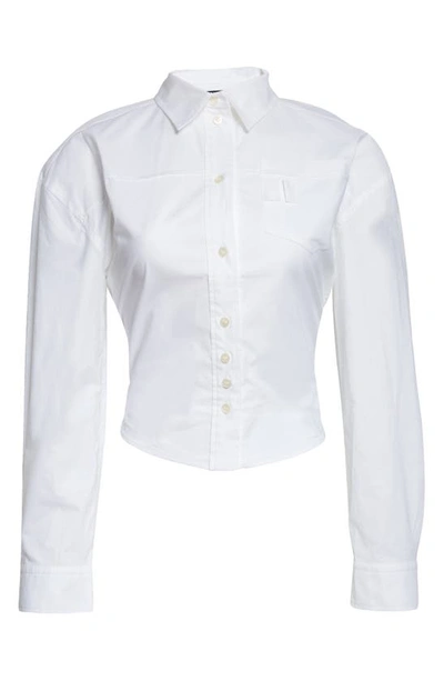 Shop Jacquemus La Chemise Shrunken Fit Cotton Shirt In White