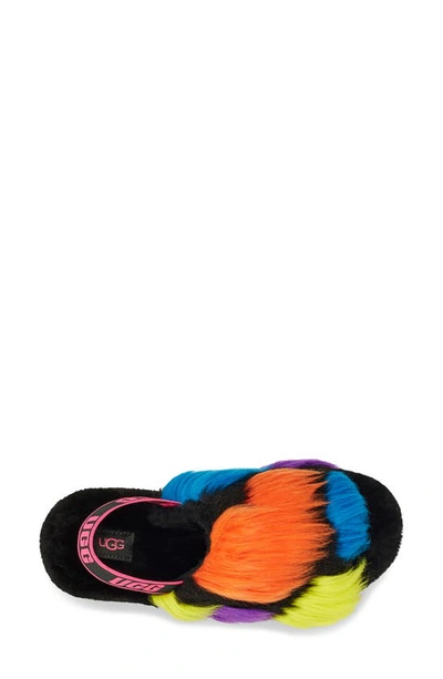 Shop Ugg Fluff Yeah Genuine Shearling Slingback Sandal In Black Multi Color