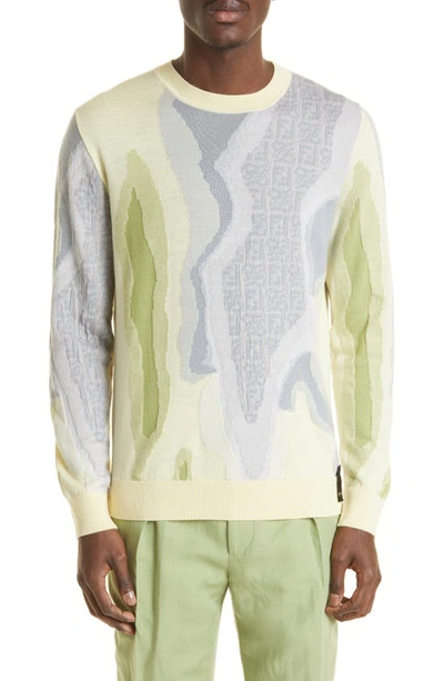 Shop Fendi Earth Logo Jacquard Sweater In Rock