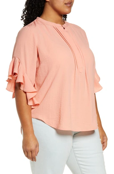 Shop Vince Camuto Ruffle Sleeve Blouse In Canyon Coral