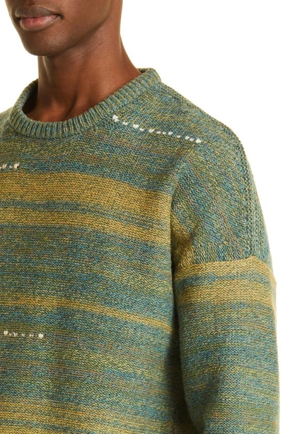 Visvim Amplus Oversize Gradient Wool Crewneck Sweater In Green