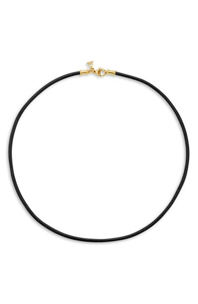 Shop Temple St Clair Leather Cord Necklace In Black/ Gold