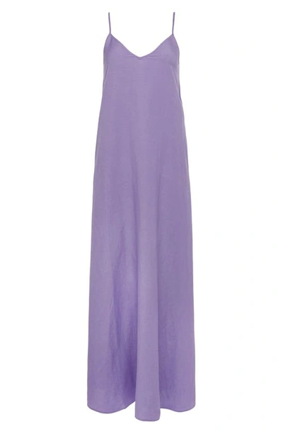 Shop L Agence Linen Blend Trapeze Maxi Dress In Lavender
