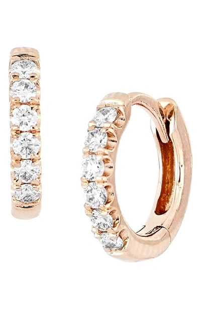 Shop Bony Levy Audrey Diamond Huggie Hoop Earrings In Rose Gold/ Diamond