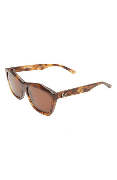 Shop Balenciaga 57mm Rectangle Sunglasses In Havana