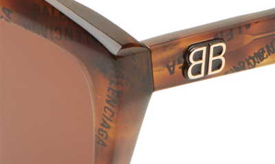 Shop Balenciaga 57mm Rectangle Sunglasses In Havana