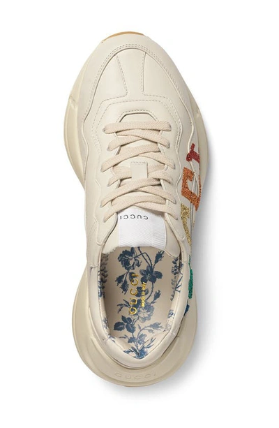 Shop Gucci Rhyton Rainbow Logo Sneaker In Mystic White