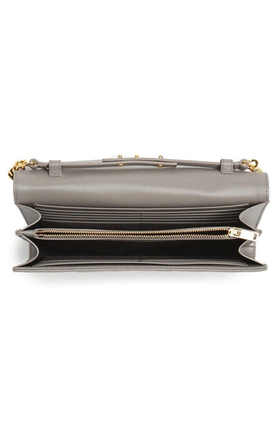 Saint Laurent Large Monogram Quilted Leather Wallet On A Chain In Oyster