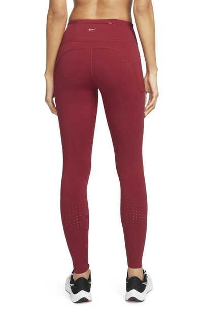 Shop Nike Epic Luxe Dri-fit Pocket Running Tights In Pomegranate