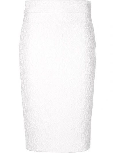 Givenchy Cloque Pencil Skirt In White