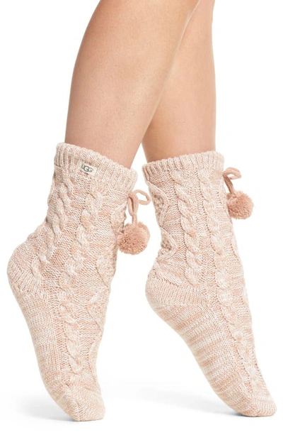 Shop Ugg Pompom Fleece Lined Socks In Freshwater Pearl